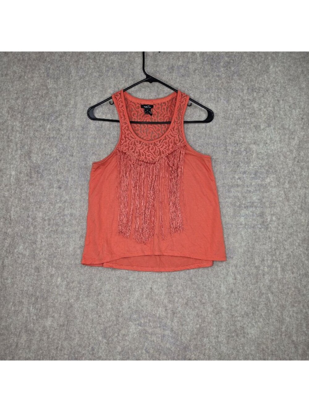 Rue21 Womens Sleeveless Coral Fringe Lace Tank Top Size S Polyester Blend Casual